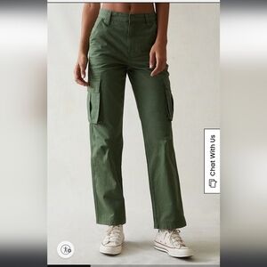 Pacsun Womens Green Cargo Utility Pants High Waisted Size 26 100% Cotton